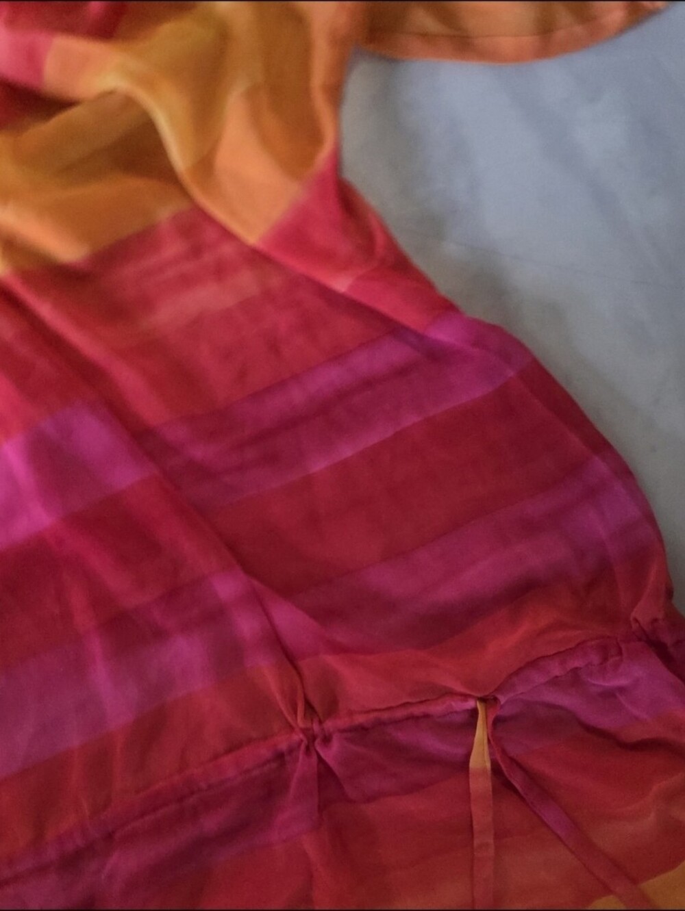 NWOT Jantzen 3/4 Sleeve Tunic Sundress Sz L Sunset Colors Cinchable Waist - Picture 3 of 5